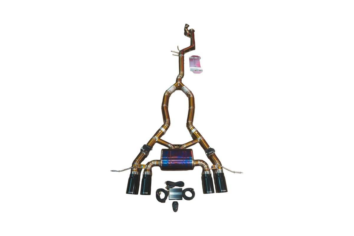 Valvetronic Designs BMW G87, M2 3.0L Catback, Grade 5 Titanium, Titanium 3.5" Outlet Tips BMW.G87.M2.VSES.TI.BLK