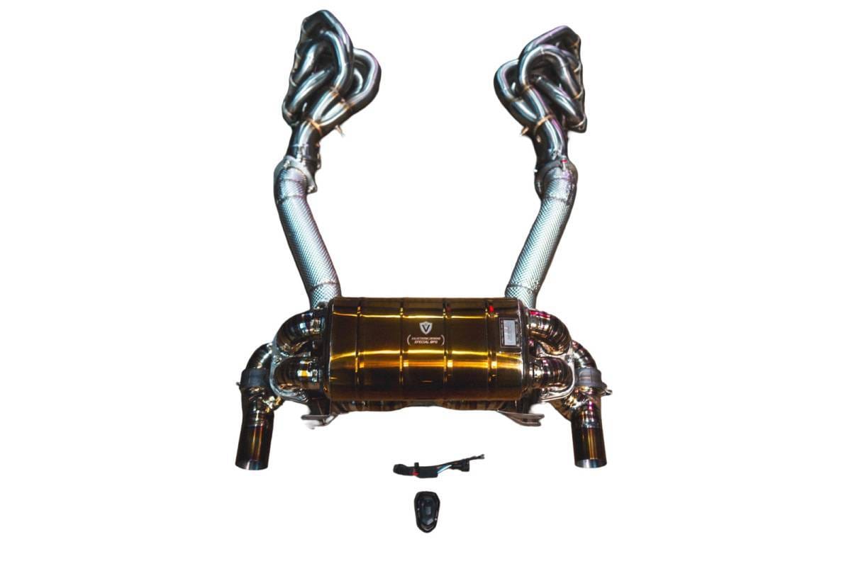 Valvetronic Designs Ferrari 430 Scuderia 4.3L Full Exhaust System With Free Flow Headers, Grade 5 Titanium, Titanium Bespoke OEM Style Valvetronic FER.SCUD.VSES.FFH.TI