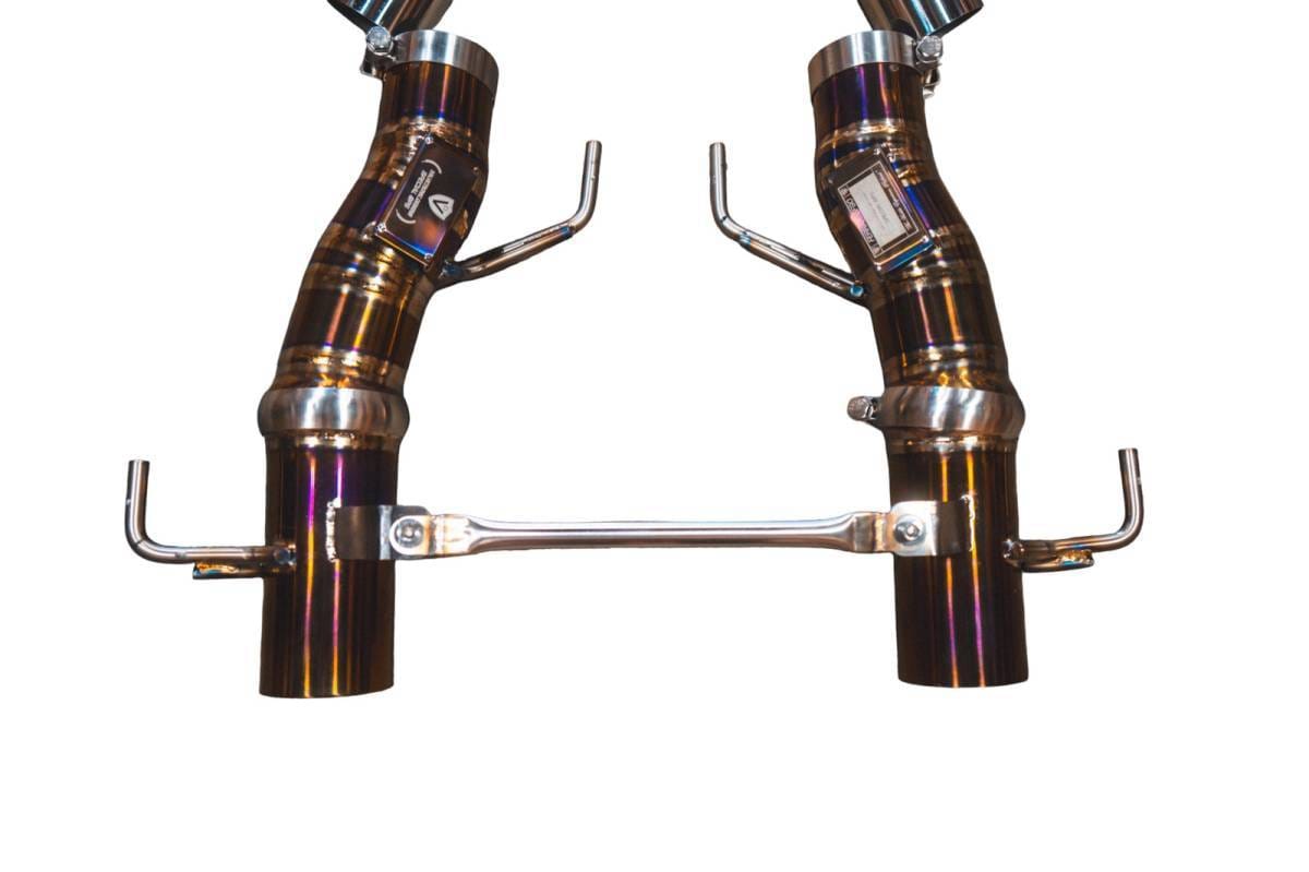 Valvetronic Designs Ferrari SF90 Stradale 3.9L Catback, Grade 5 Titanium Reuses OEM Style Tips FER.SF90.F1.VSES.TI