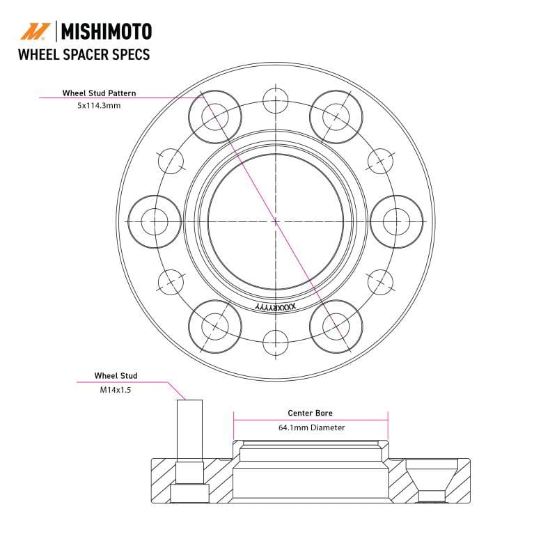 Mishimoto MMWS-012-250BK Mishimoto Mishimoto Wheel Spacers 5x114.3 64.1 CB M14x1.5 25mm BK - Fits 2017-2023 Tesla 3, Y thumbnail 4