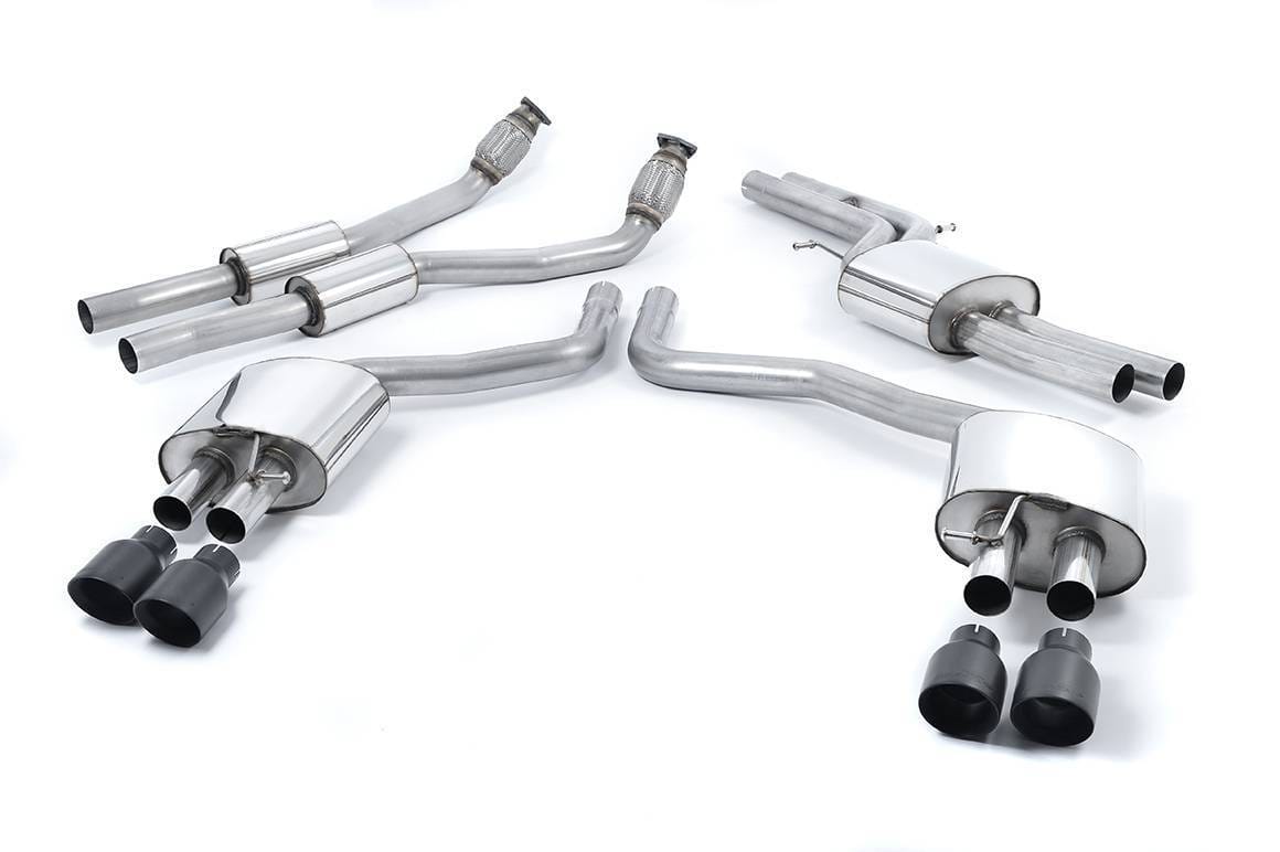 Milltek Resonated Catback, Cerakote Black 100 mm Quad Tips for Audi S6/S7 4.0T SSXAU560