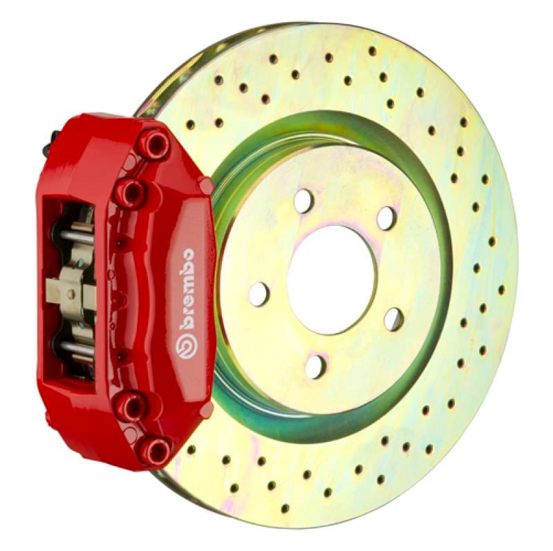 Brembo 1A4.6008A2 Brembo 05-10 Jetta (Mk5) Front GT BBK 4 Piston Cast 2pc 330x28 1pc Rotor Drilled-Red thumbnail 2