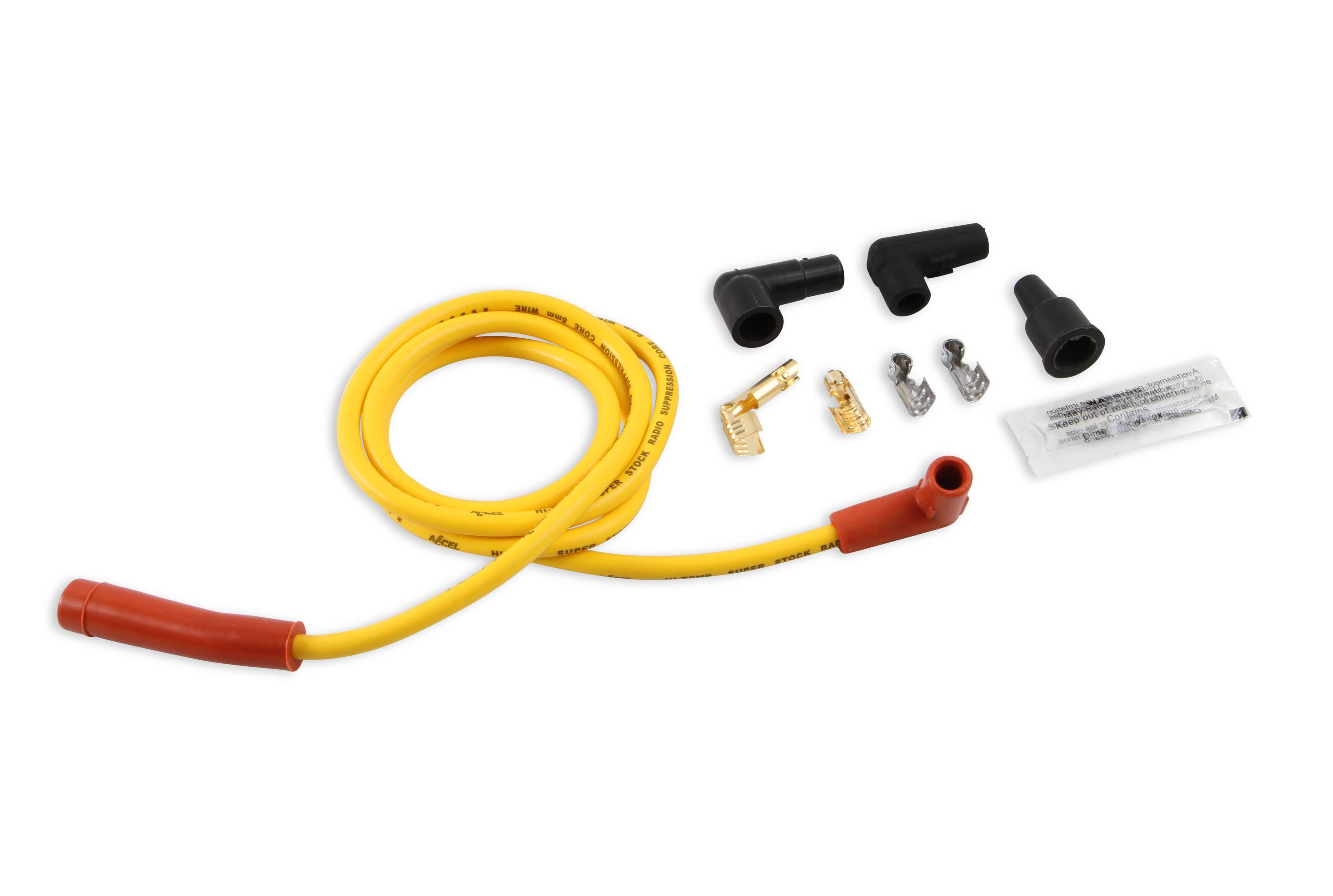BDDP 170500 Single Wire Replacement Kit- Staight and 90° Spark plug boots- Universal- Yellow thumbnail 2