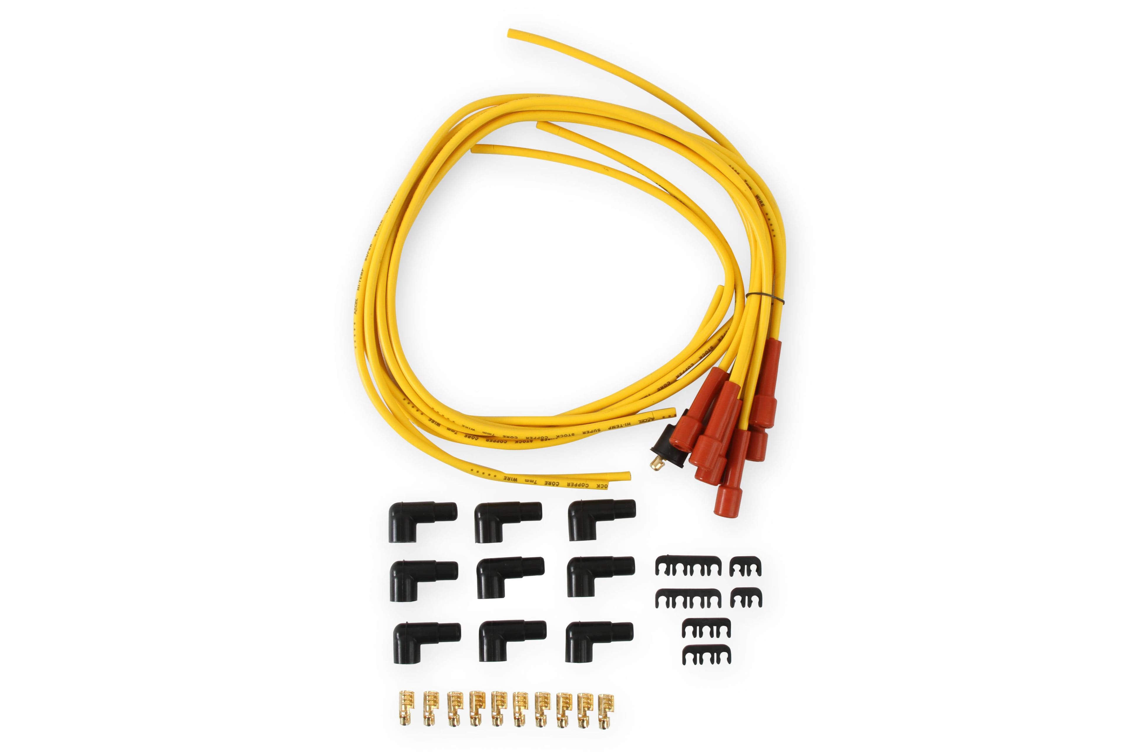 BDDP 3008 Spark Plug Wire Set- 7mm-Super Stock-Copper Core-Universal Straight Boots-Yellow thumbnail 7