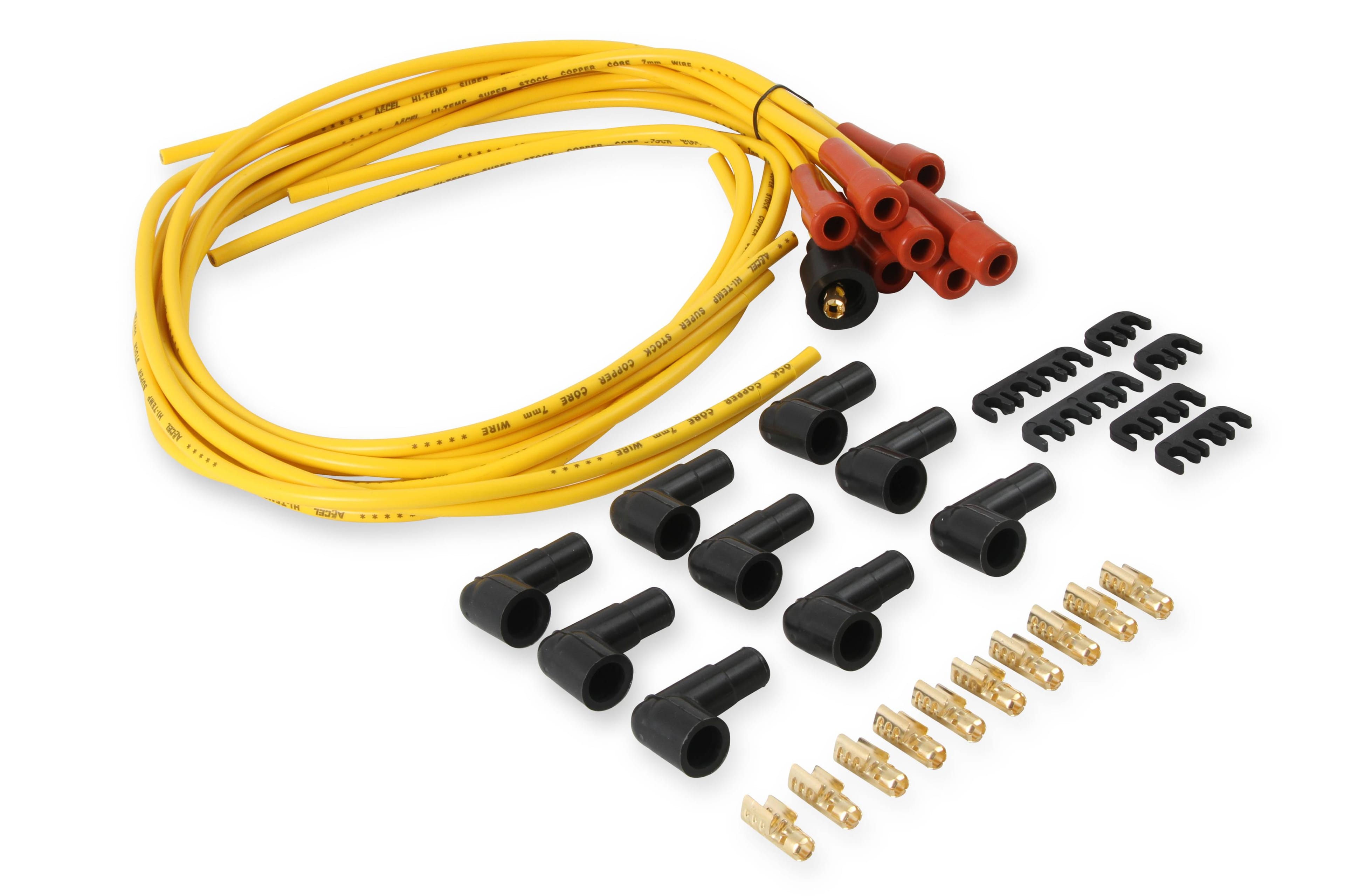 BDDP 3008 Spark Plug Wire Set- 7mm-Super Stock-Copper Core-Universal Straight Boots-Yellow thumbnail 8
