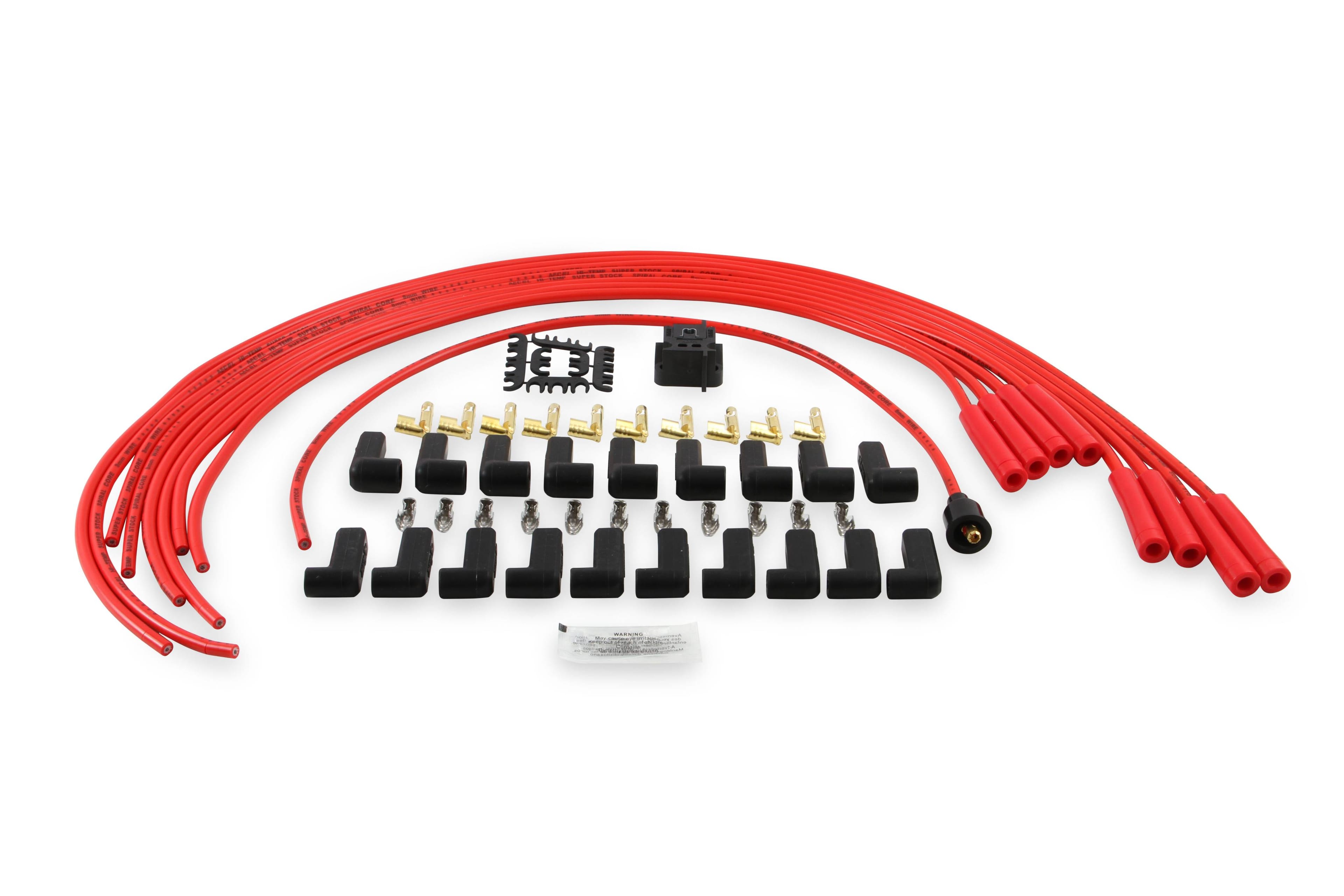 BDDP 5040R Spark Plug Wire Set - 8mm - Universal - Red Wire with Red Straight Boots thumbnail 2