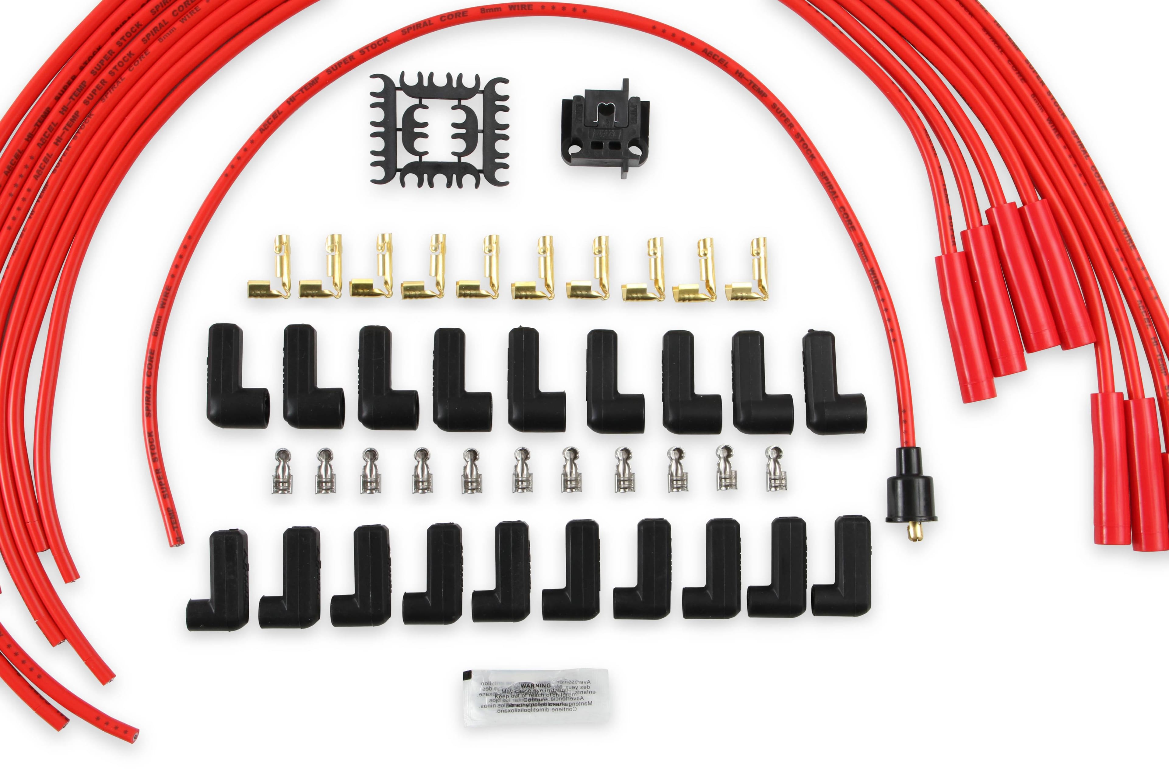 BDDP 5040R Spark Plug Wire Set - 8mm - Universal - Red Wire with Red Straight Boots thumbnail 5