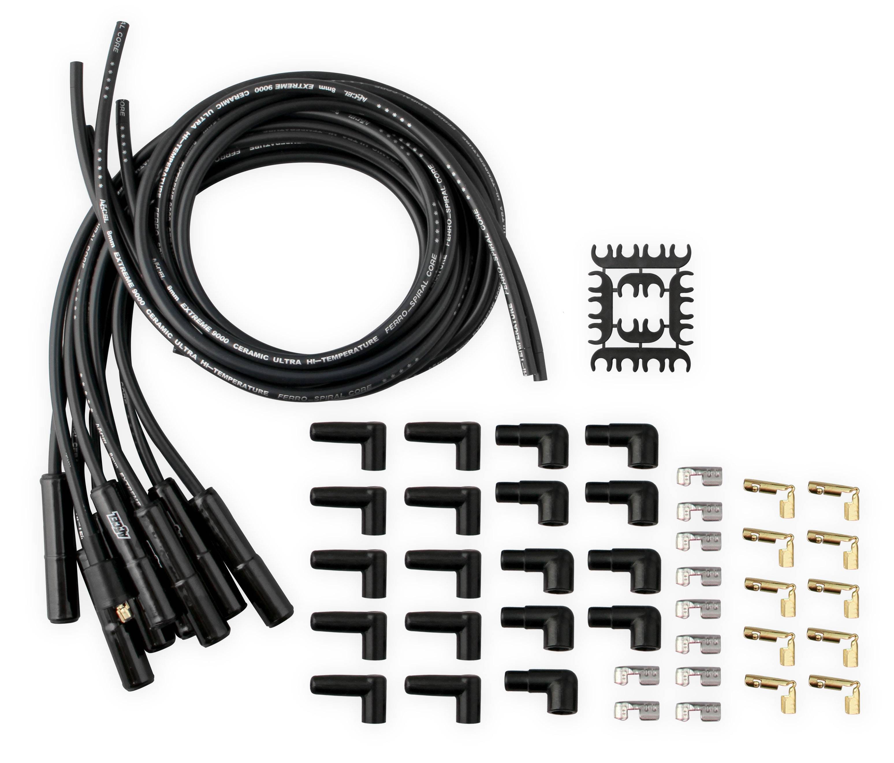 BDDP 9000CK Spark Plug Wire Set - Universal - 180 Deg Black Ceramic Boots thumbnail 2