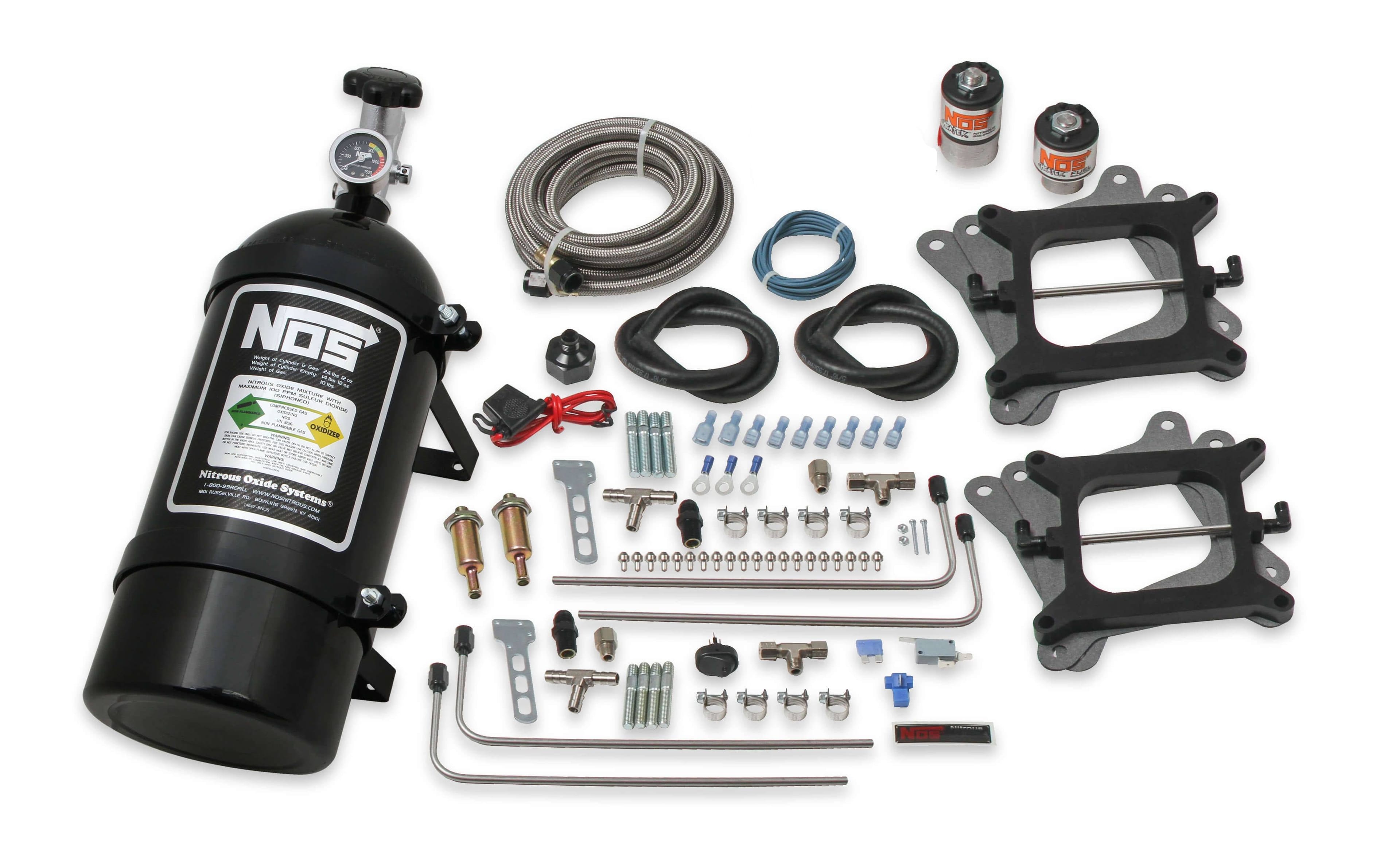 BHHV 02010BNOS NOS Cheater Wet Nitrous System for 2x4 Dual 4150 4-barrel Carburetors-Black thumbnail 2