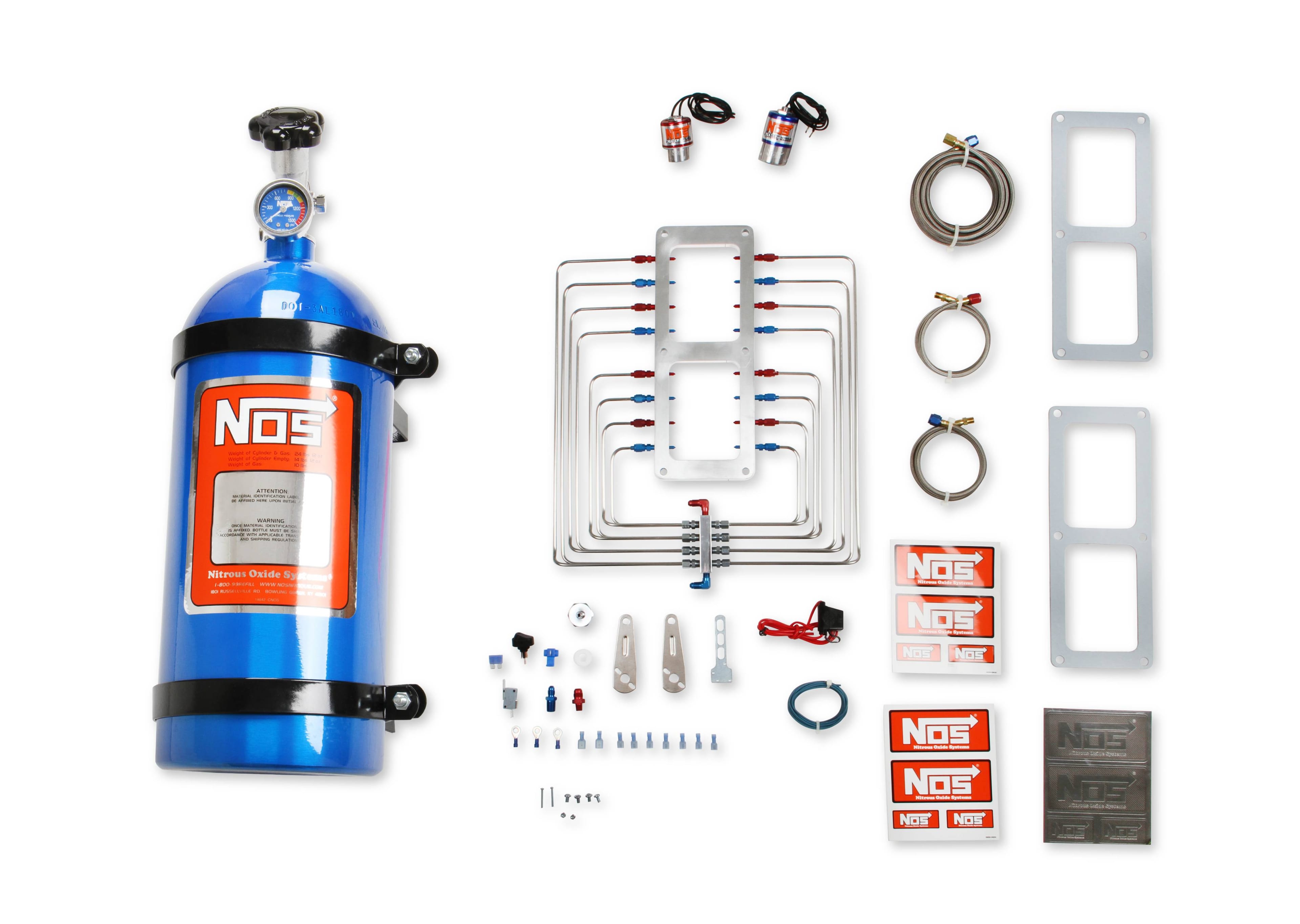 BHHV 02520-CNOS NOS Supercharger Nitrous System,Polished Plate,Red/Blue Plumbing,Blue Bottle thumbnail 2
