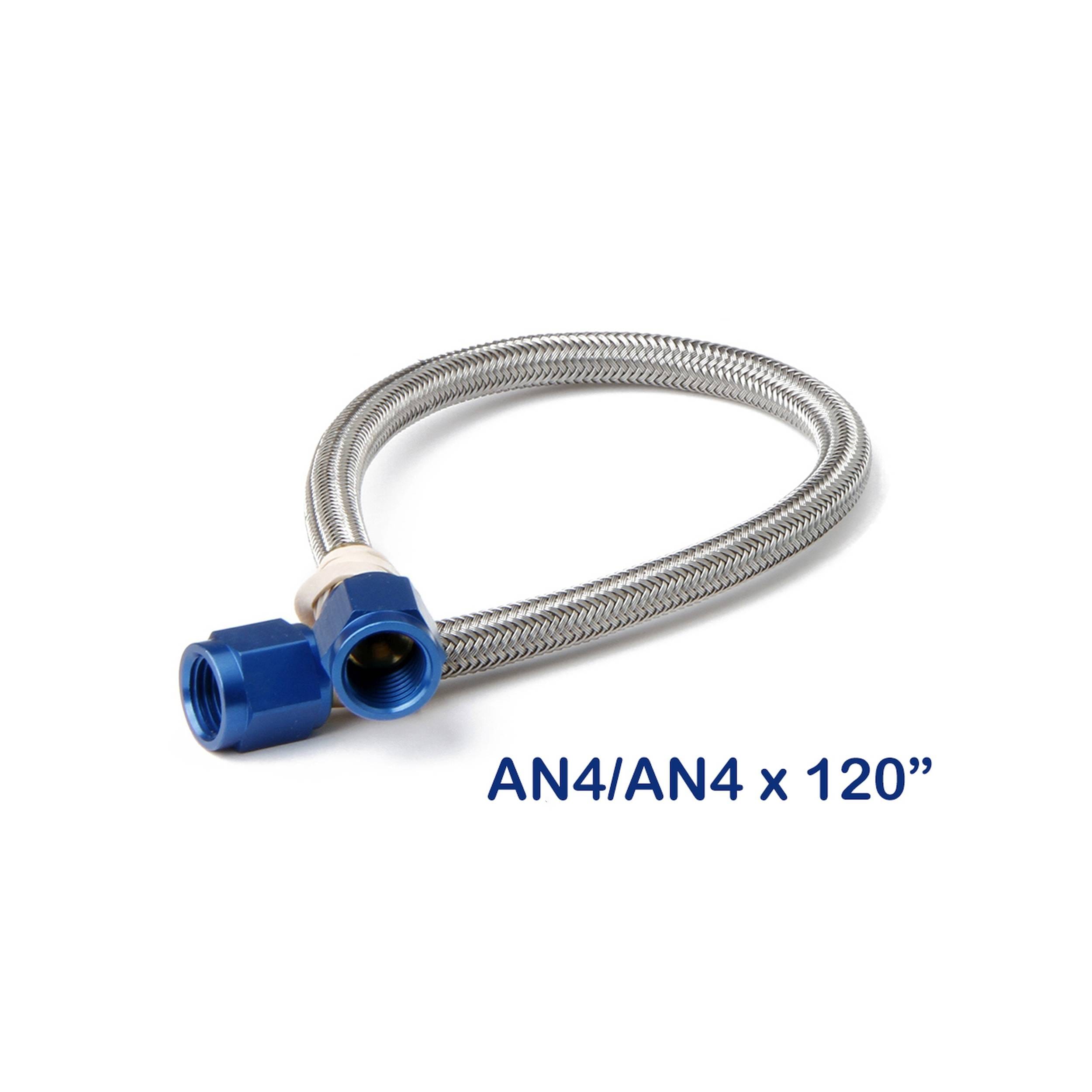 BHHV 15280NOS NOS Stainless Steel Braided Hose -4AN 10-foot Blue thumbnail 2
