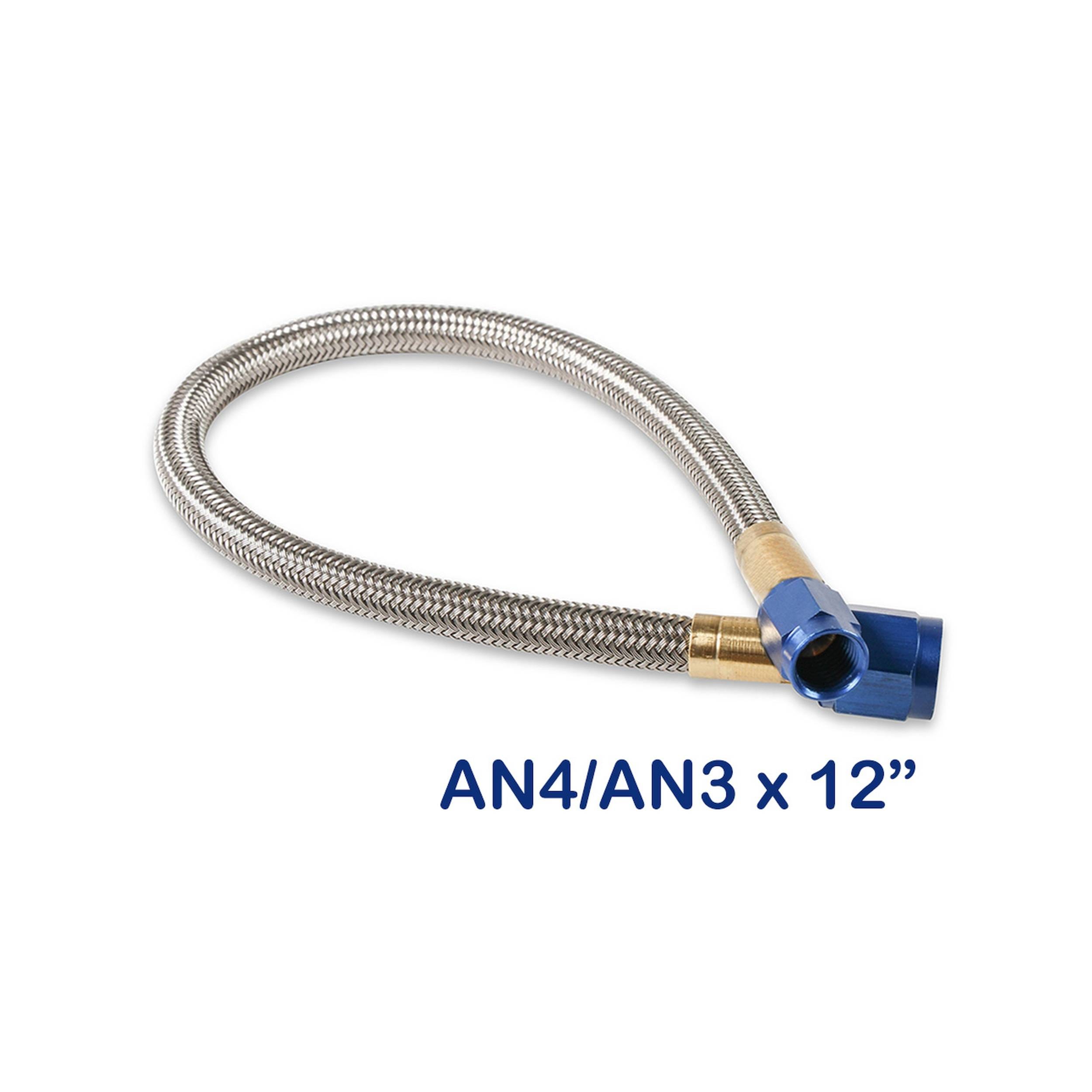 BHHV 15340NOS NOS Stainless Steel Braided Hose -4AN to -3AN 1-foot Blue thumbnail 2