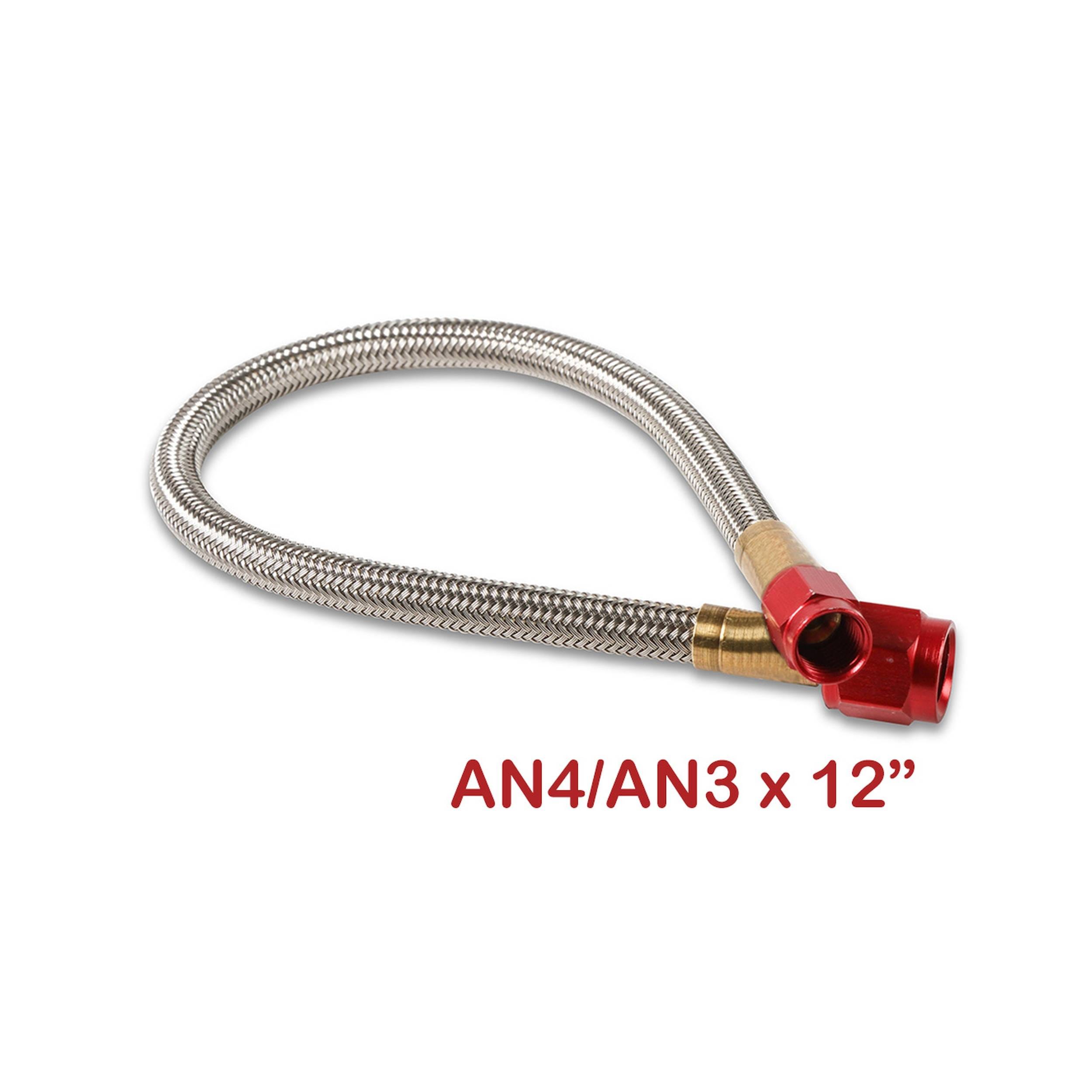 BHHV 15341NOS NOS Stainless Steel Braided Hose -4AN to -3AN 1-foot Red thumbnail 2