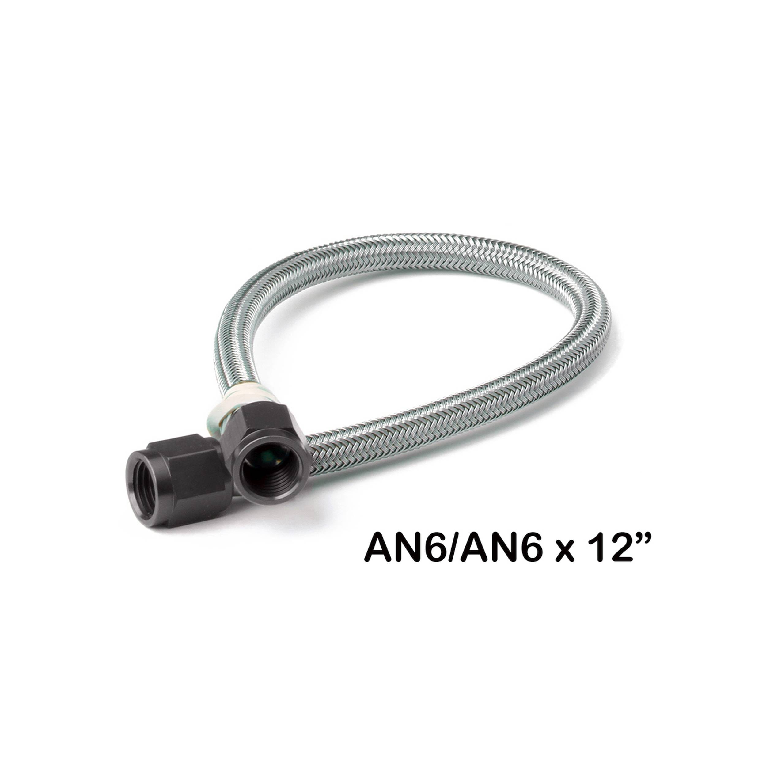 BHHV 15400BNOS NOS Stainless Steel Braided Hose with Black Fittings -6AN, 1-Foot Length thumbnail 2