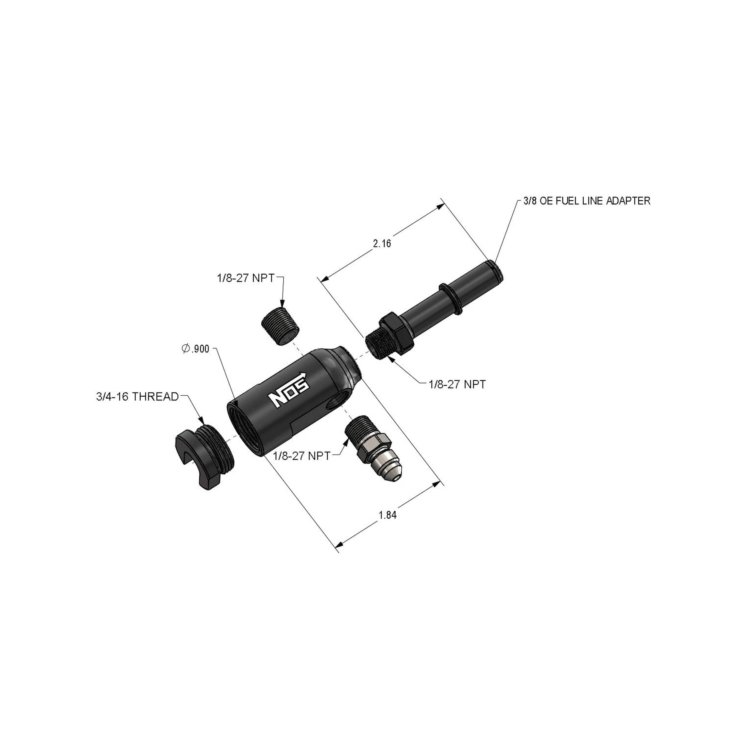 BHHV 17002NOS NOS Late Model Billet Fuel Line Adapter - Fits 3/8" Fuel Rail thumbnail 6