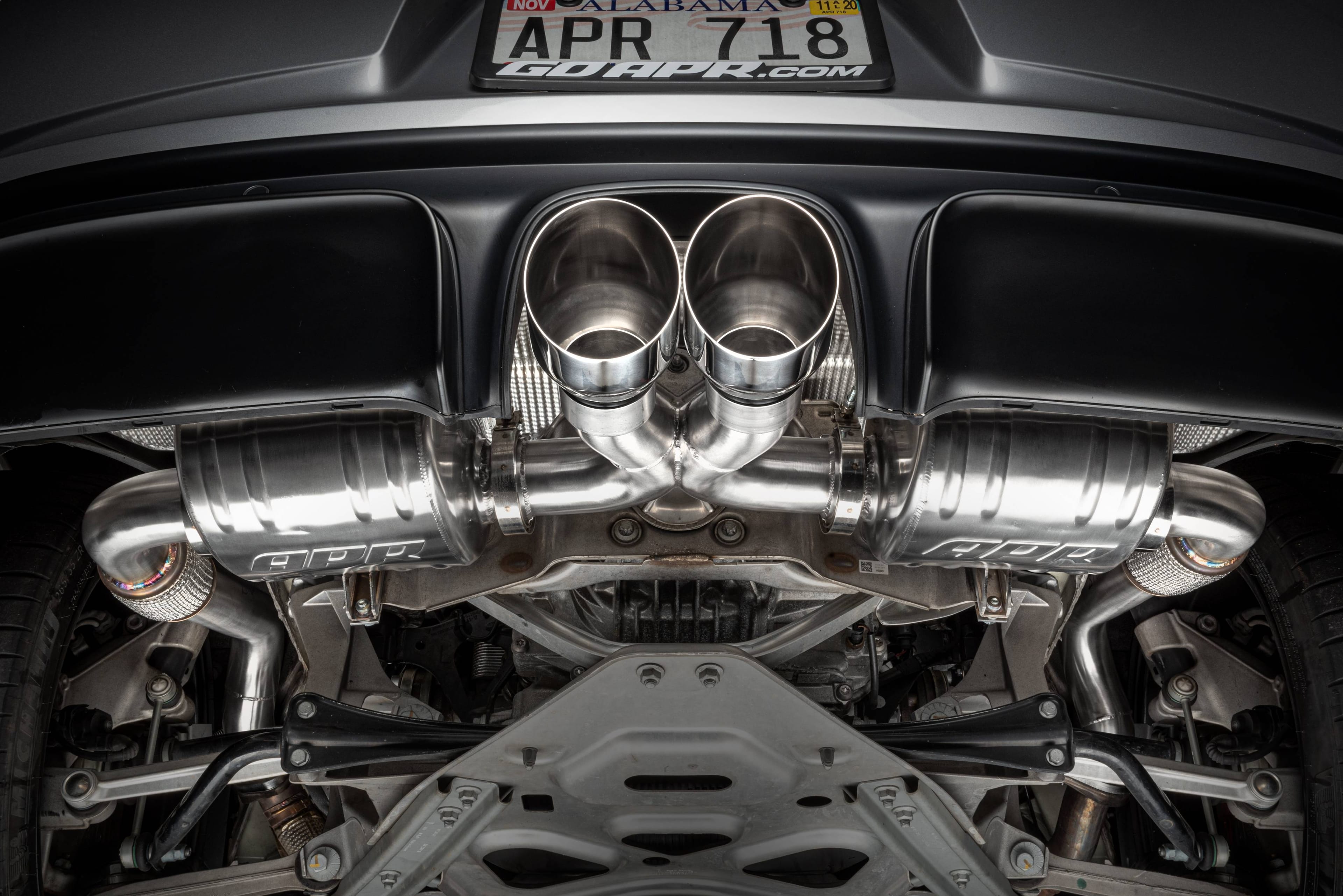 HJQF CBK0028 APR Catback Exhaust System Left Muffler - 718 (982) 2.0T/2.5T - Fits 2017-2025 Porsche 718 Boxster, 718 Cayman thumbnail 6