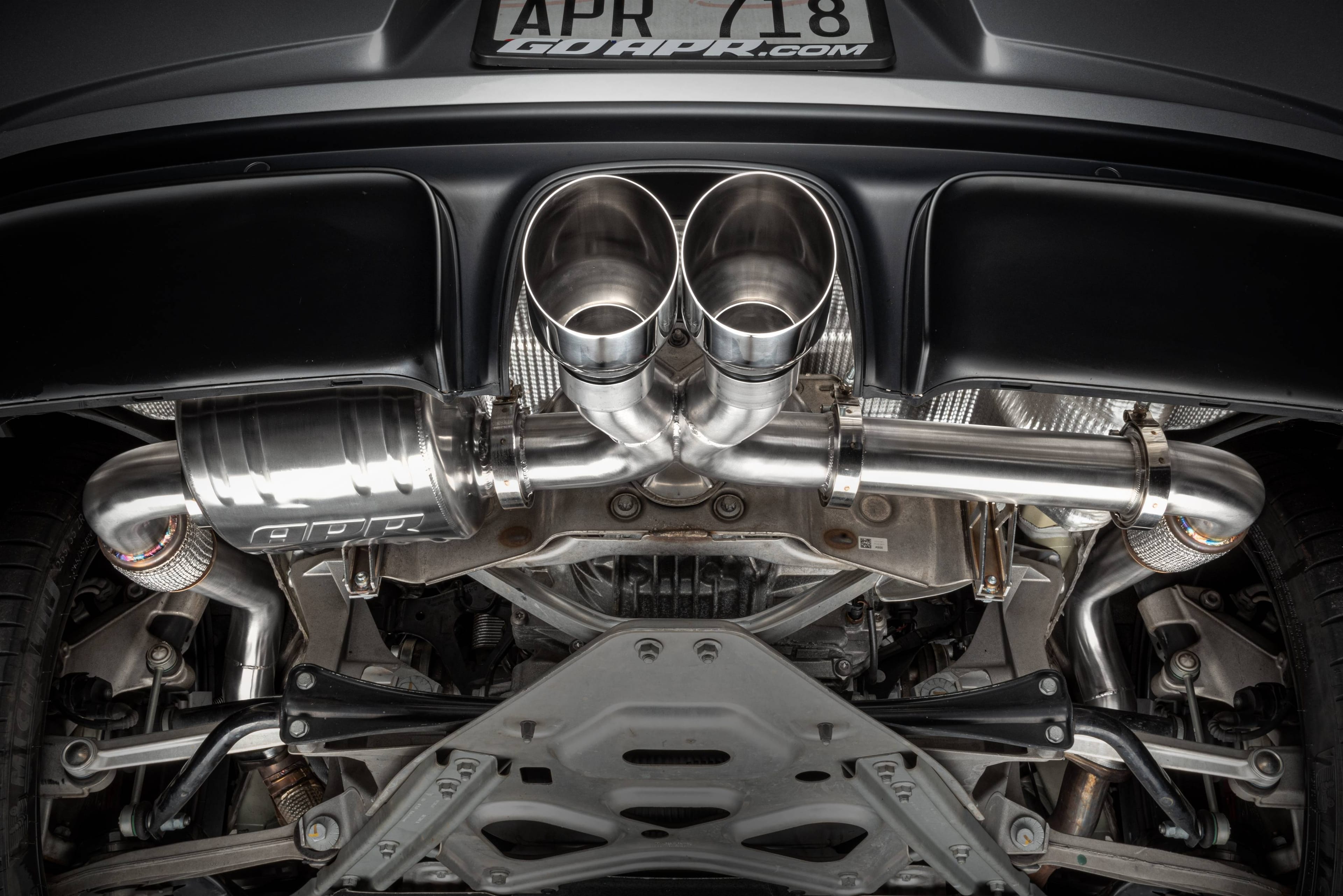 HJQF CBK0028 APR Catback Exhaust System Left Muffler - 718 (982) 2.0T/2.5T - Fits 2017-2025 Porsche 718 Boxster, 718 Cayman thumbnail 10