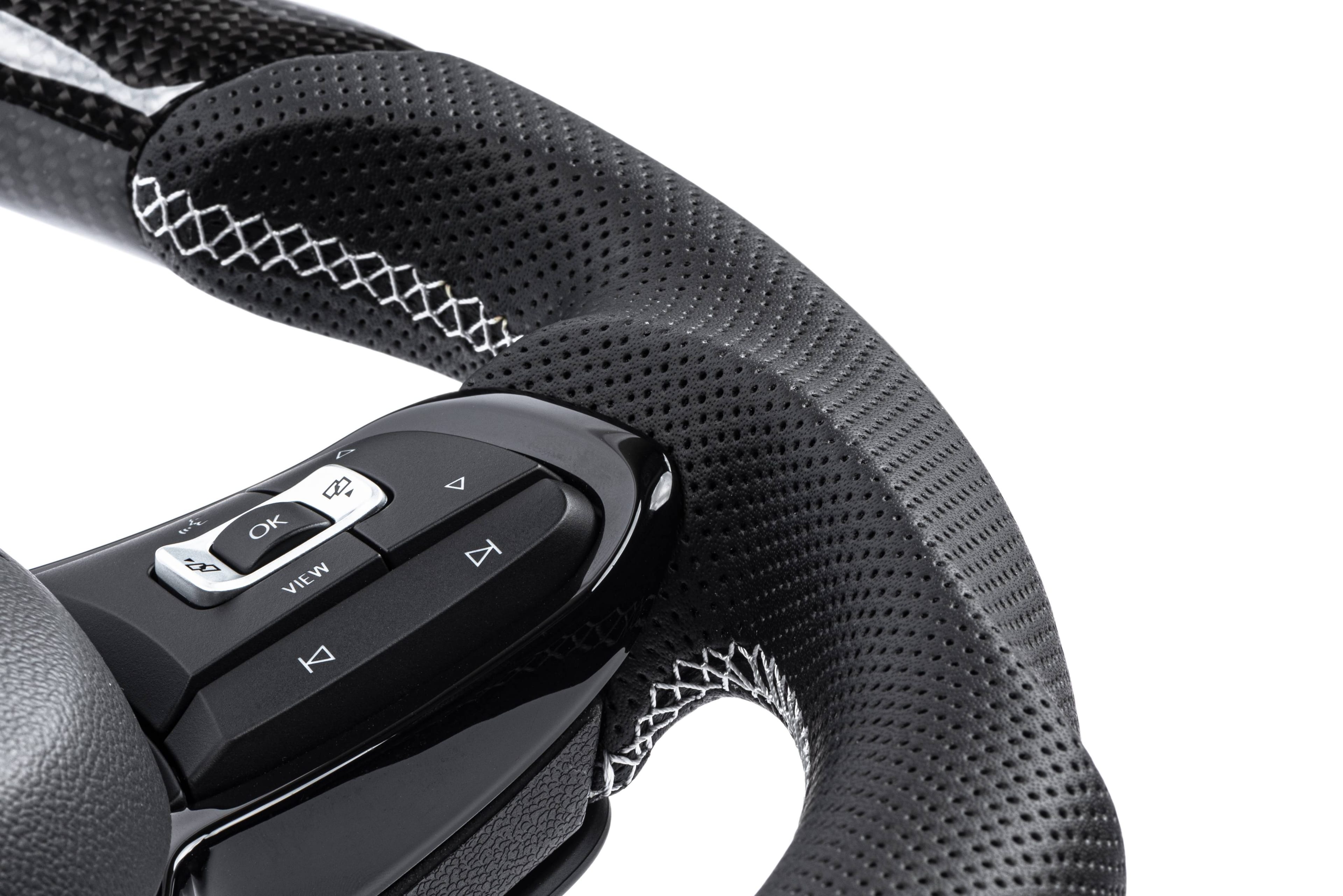 HJQF MS100206 APR Steering Wheel - Carbon Fiber & Perforated Leather; MK7 Golf R Silver (For use without Paddles) - Fits 2015-2026 Volkswagen Jetta, GTI, Golf R thumbnail 12