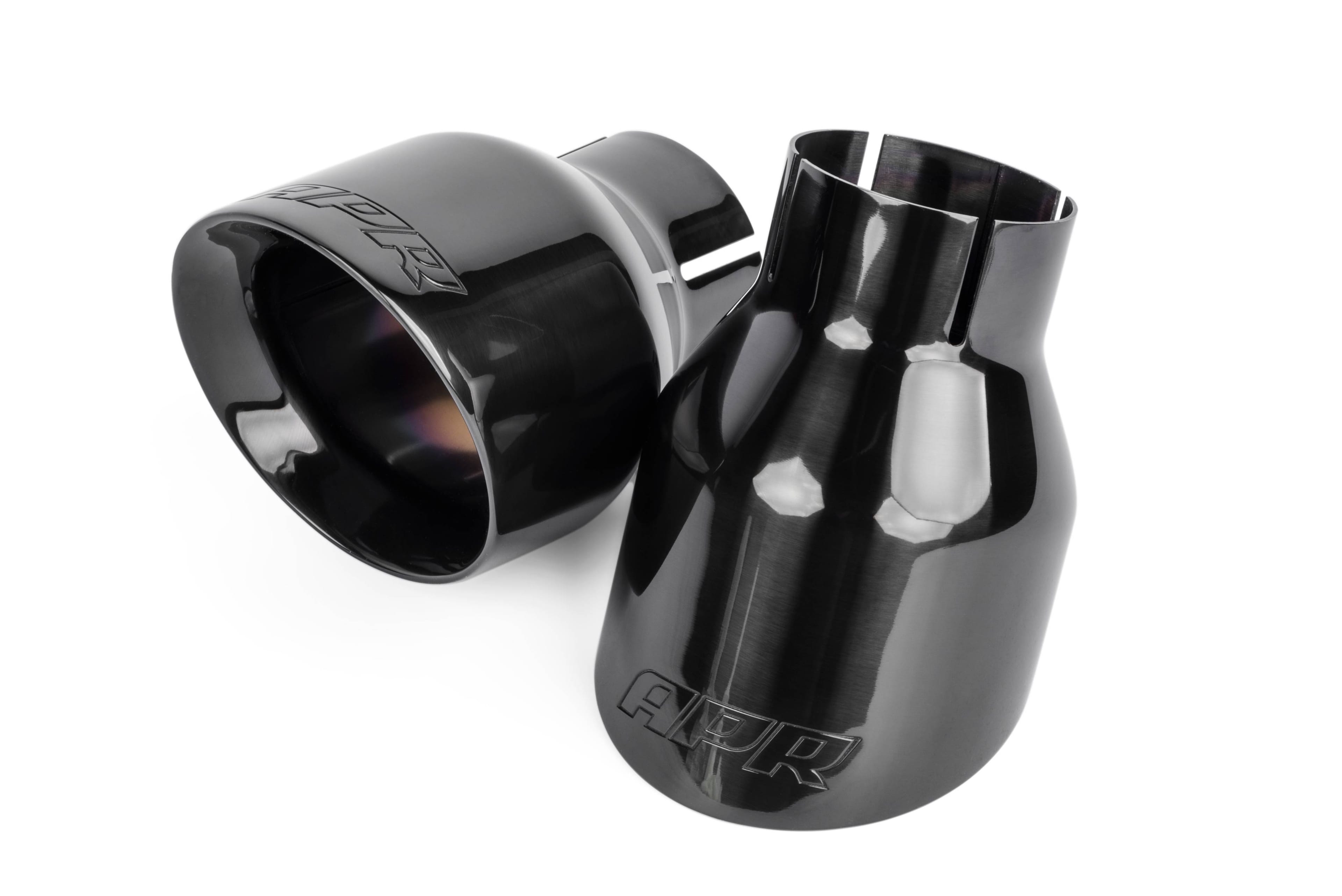 HJQF TPK0003 APR Double-Walled 4" Slash-Cut Tips (Polished Diamond Black) - Set of 2 thumbnail 2