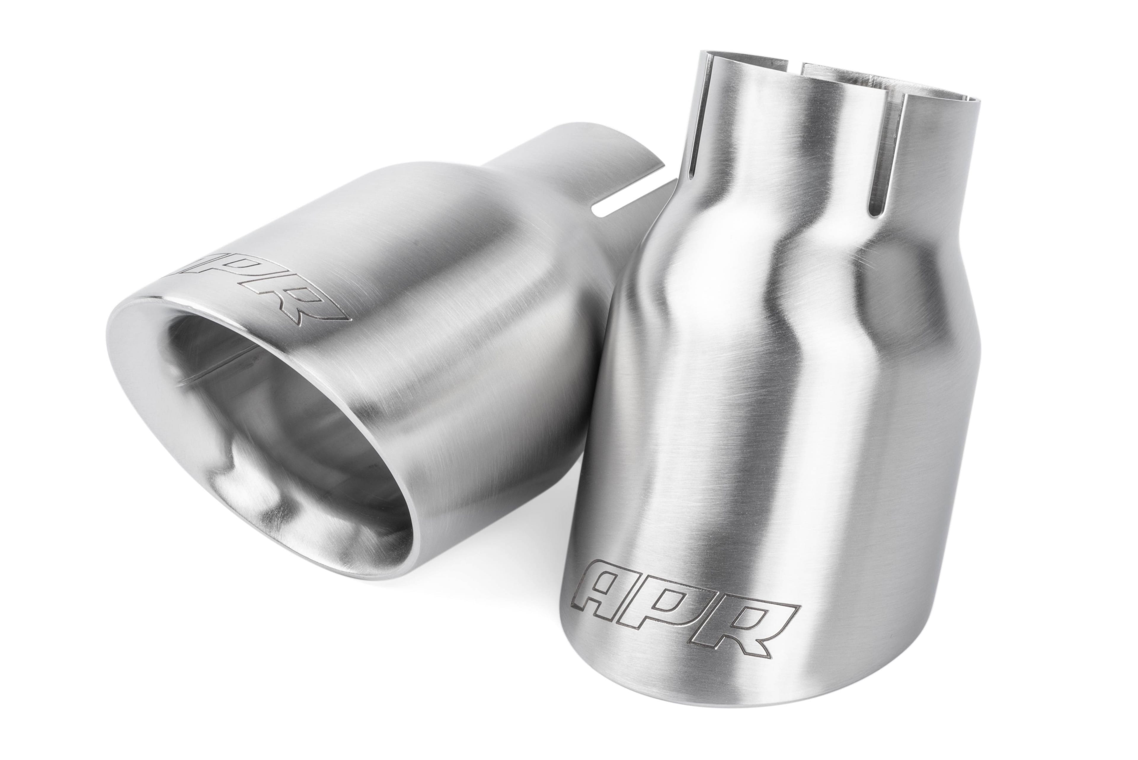 HJQF TPK0007 APR Double-Walled 3.5" Slash-Cut Tips (Brushed Silver) - Set of 2 thumbnail 2