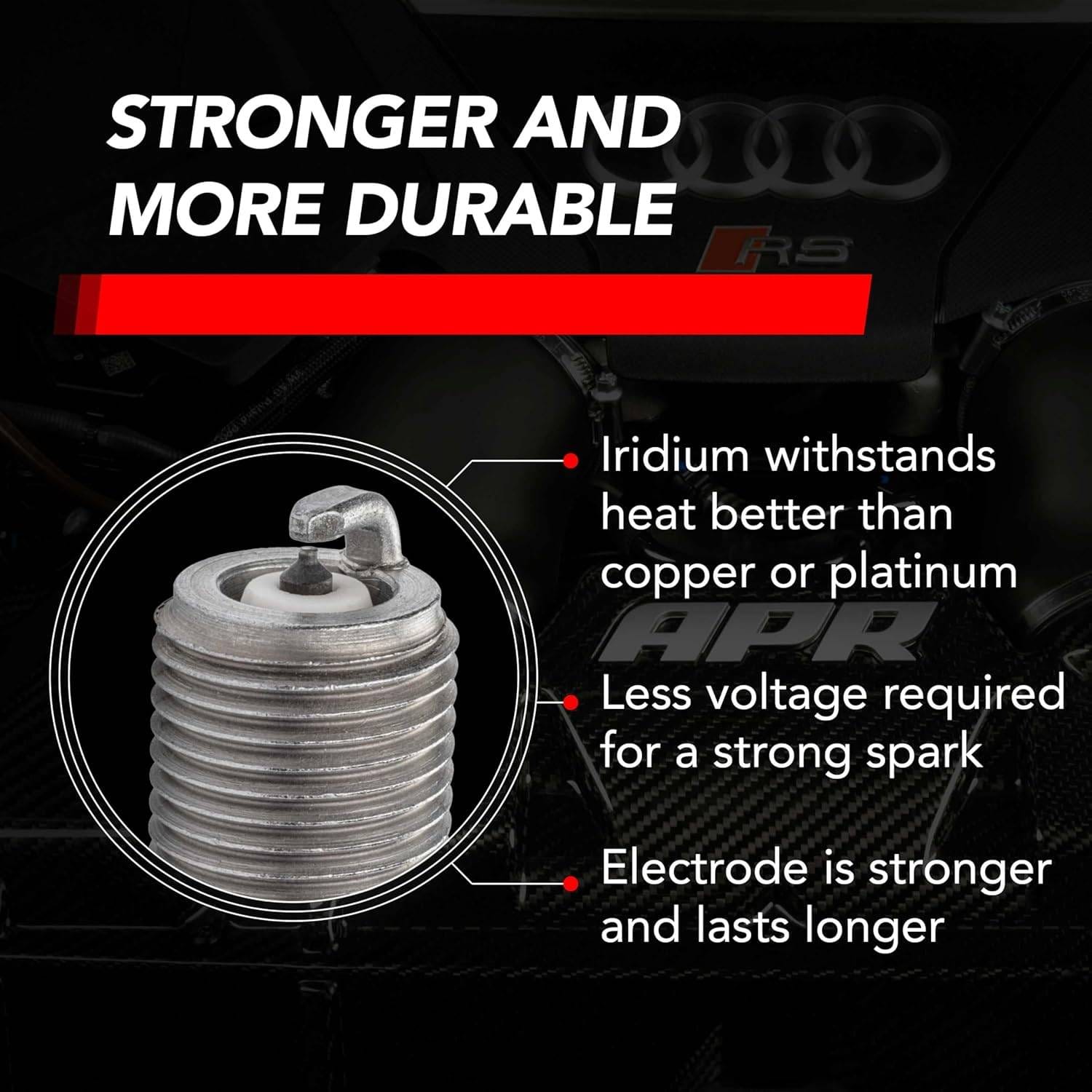 HJQF Z1003100 APR Iridium Pro Spark Plugs - Heat Range 9 (EA888.3/4, EA855.2, EA824 Engines) - Fits select 2012-2027 Audi, Volkswagen applications thumbnail 6