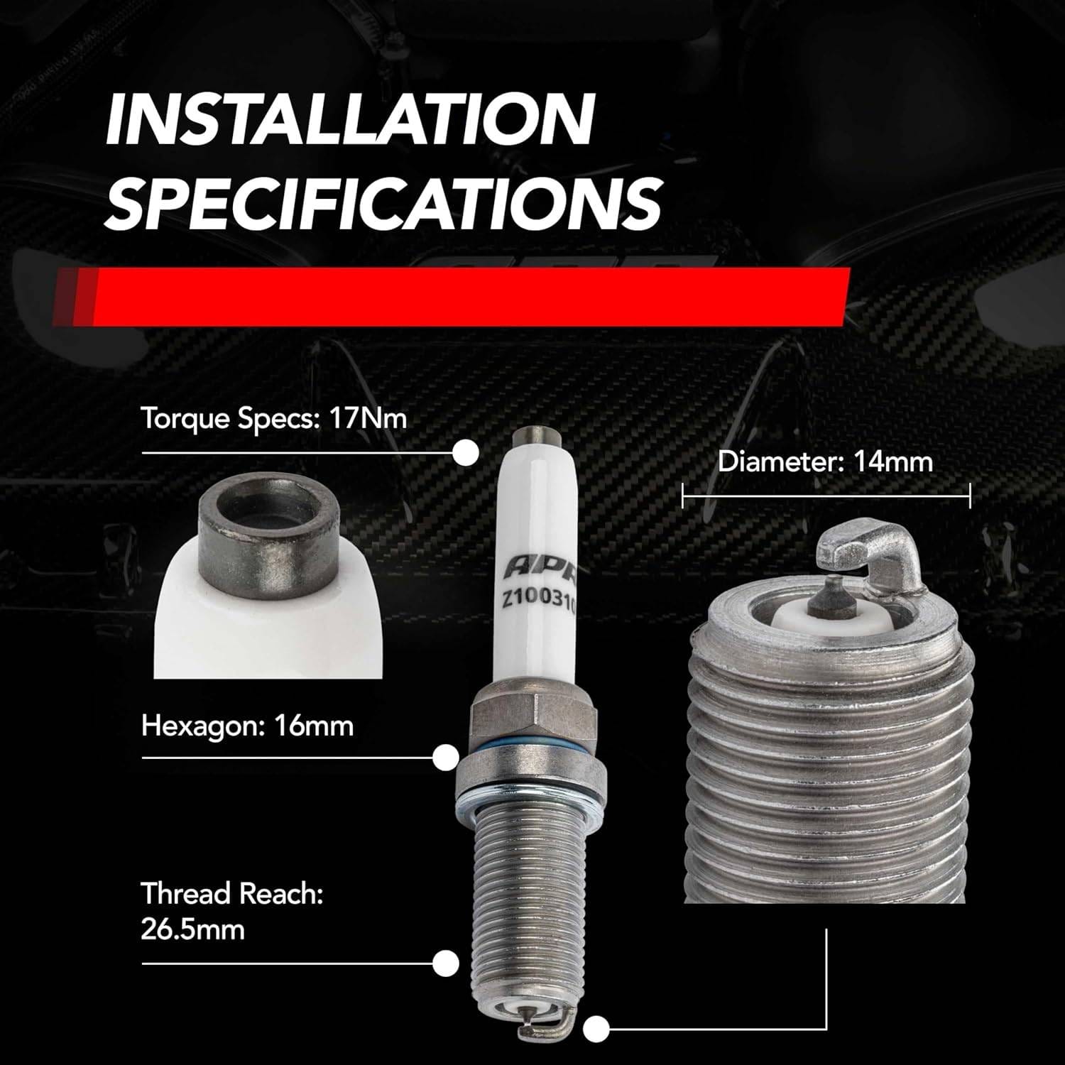 HJQF Z1003100 APR Iridium Pro Spark Plugs - Heat Range 9 (EA888.3/4, EA855.2, EA824 Engines) - Fits select 2012-2027 Audi, Volkswagen applications thumbnail 13