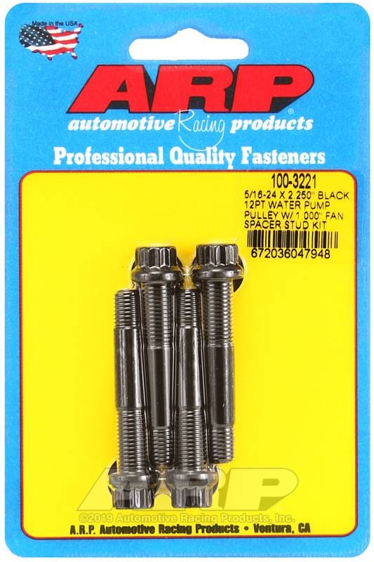 ARP 100-3221 ARP 5/16-24 X 2.250 black 12pt water pump pulley w/ 1.000in fan spacer stud kit thumbnail 2
