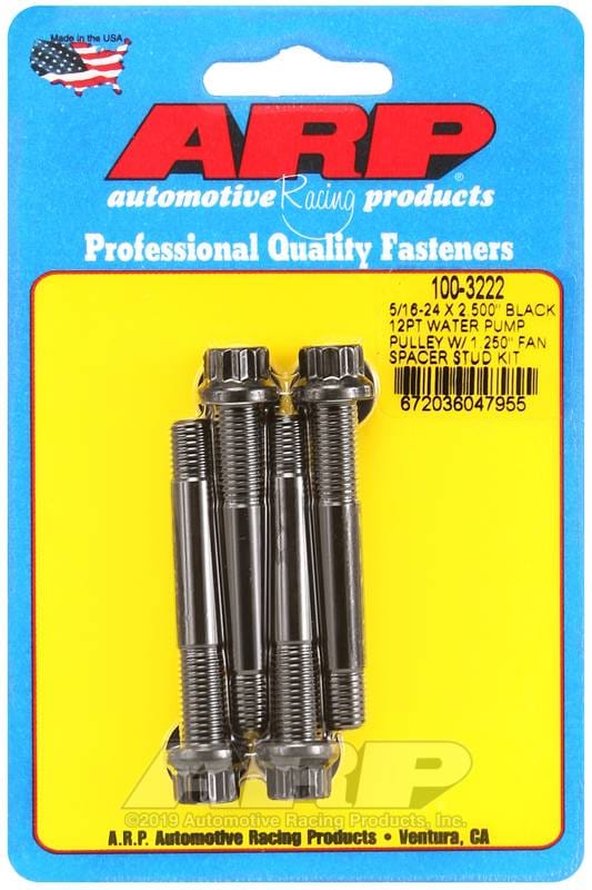 ARP 100-3222 ARP 5/16-24 X 2.500 black 12pt water pump pulley w/ 1.250in fan spacer stud kit thumbnail 2