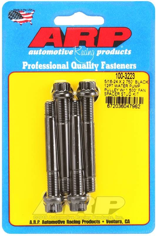 ARP 100-3223 ARP 5/16-24 X 2.750 black 12pt water pump pulley w/ 1.500in fan spacer stud kit thumbnail 2