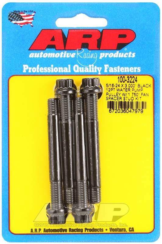 ARP 100-3224 ARP 5/16-24 X 3.000 black 12pt water pump pulley w/ 1.750in fan spacer stud kit