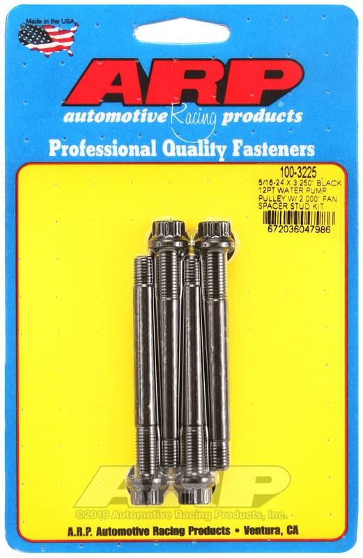 ARP 100-3225 ARP 5/16-24 X 3.250 black 12pt water pump pulley w/ 2.000in fan spacer stud kit thumbnail 2
