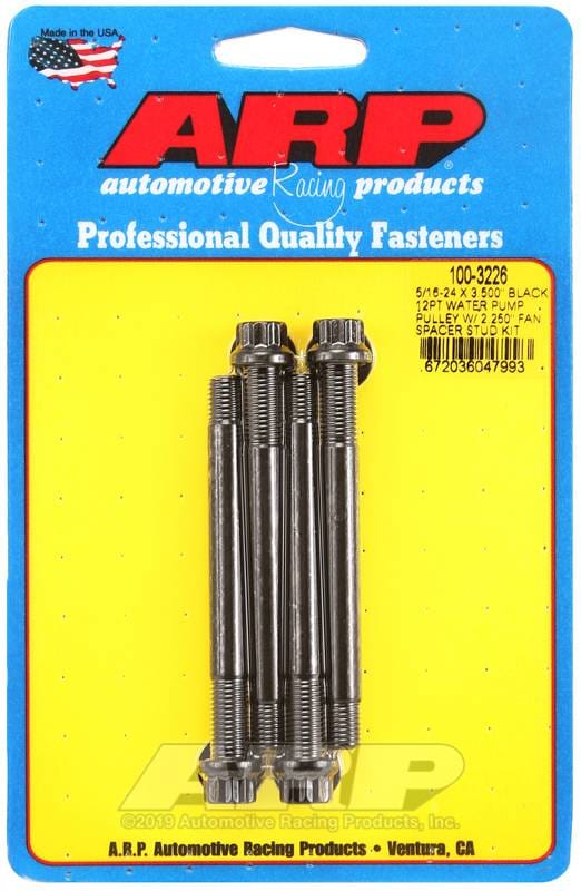 ARP 100-3226 ARP 5/16-24 X 3.500 black 12pt water pump pulley w/ 2.250in fan spacer stud kit thumbnail 2