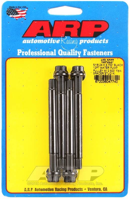 ARP 100-3227 ARP 5/16-24 X 3.750 black 12pt water pump pulley w/ 2.500in fan spacer stud kit thumbnail 2