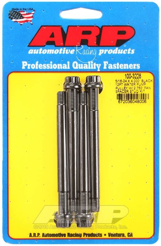 ARP 100-3228 ARP 5/16-24 X 4.000 black 12pt water pump pulley w/ 2.750in fan spacer stud kit thumbnail 2