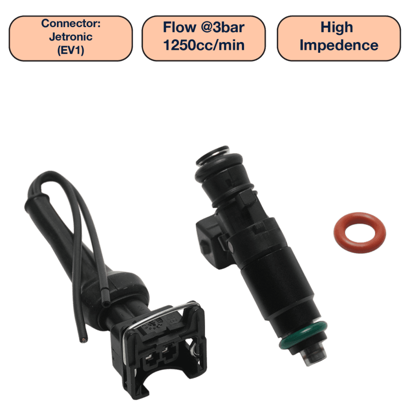 DeatschWerks DW1250-48-14-14-1 DeatschWerks Universal 1250cc Single Fuel Injector / 48mm Length / 14mm O-Ring Seals