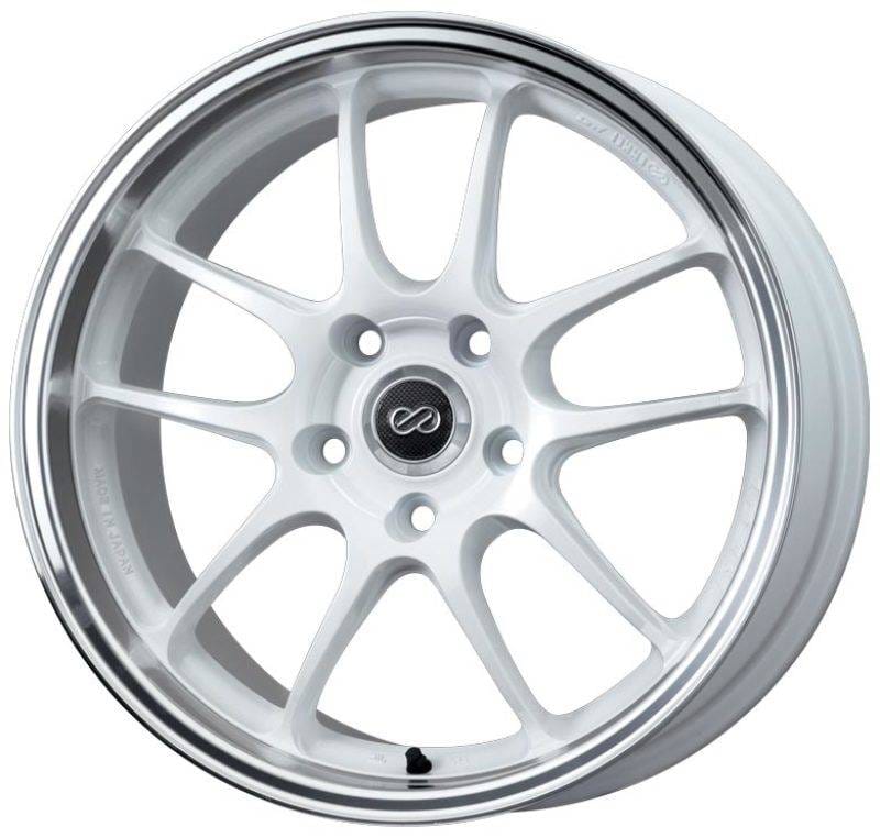 Enkei 460-780-6550WM Enkei PF01SS 17x8 5x114.3 50mm Offset 75mm Bore Diameter White w/ Machined Lip