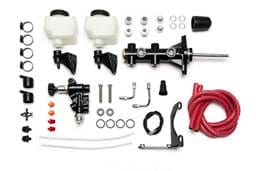 Wilwood 261-14391-BK Wilwood Remote Tandem M/C - 1.12in Bore - w/Bracket and Valve (Pushrod) - Black