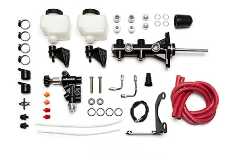 Wilwood 261-14391-BK Wilwood Remote Tandem M/C - 1.12in Bore - w/Bracket and Valve (Pushrod) - Black