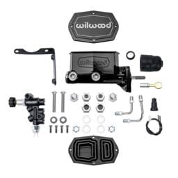 Wilwood 261-17319-BK Wilwood Compact Tandem M/C Aluminum 1.00in Bore w/ Bracket/Valve/Push (Mopar) - Black E-coat