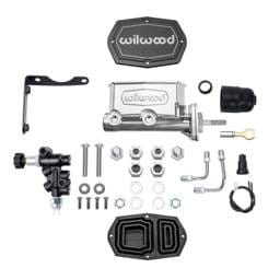 Wilwood 261-17796-P Wilwood MOPAR Compact Tandem M/C Kit w/ P-Valve & Pushrod 15/16in Bore - Chrome Powdercoat