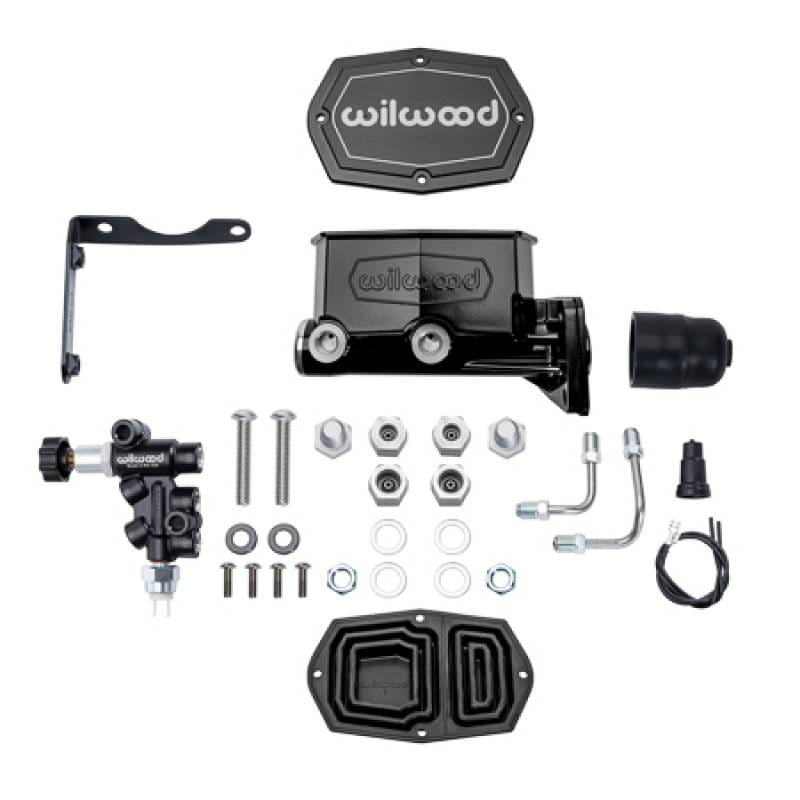 Wilwood 261-17798-BK Wilwood MOPAR Compact Tandem M/C Kit w/ P-Valve 1in Bore - Black