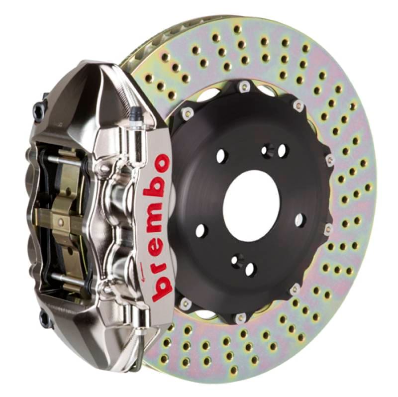 Brembo 2P1.6007AR Brembo 07-15 TT 3.2L/09-15 TTS/12-13 TT RS Rr GTR BBK 4Pist Billet 328x28 2pc Rotor Drilled- Nickel thumbnail 2