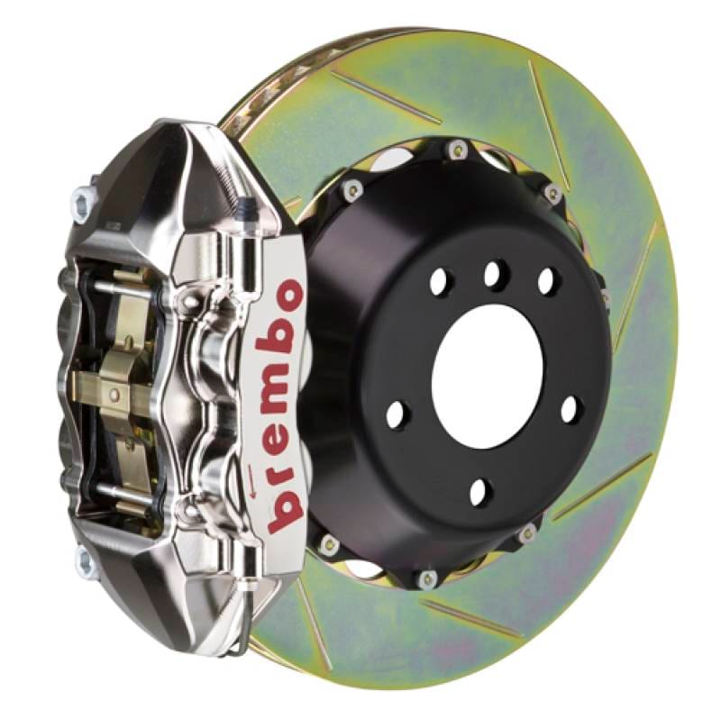 Brembo 2P2.8006AR Brembo 04-10 5-Series (Excl xDrive/M5) Rr GTR BBK 4Pist Billet 345x28 2pc Rotor Slot Type1 - Nickel thumbnail 2