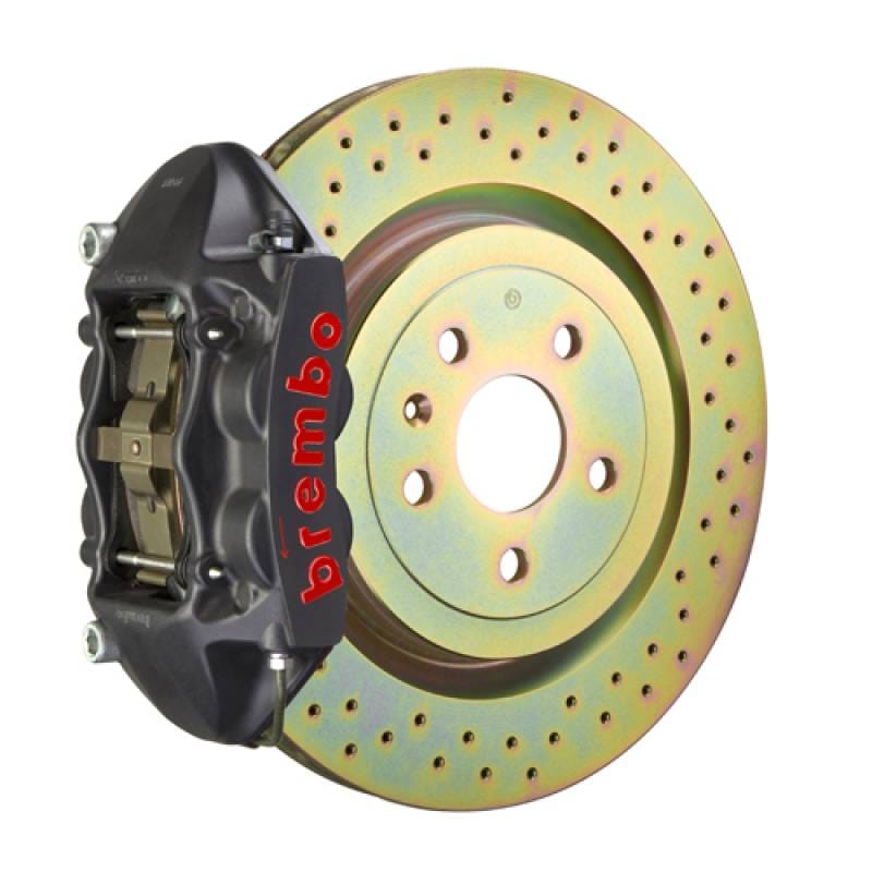 Brembo 2P2.9043AS Brembo 11-19 GranTurismo Stradale Rr GTS BBK 4 Piston Cast 380x28 2pc Rotor Slotted Type1 -Black HA thumbnail 2