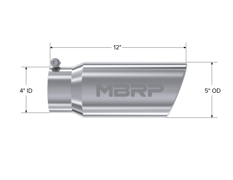 MBRP Exhaust pT5051 MBRP Universal Tip 5 O.D. Angled Rolled End 4 inlet 12 length thumbnail 8