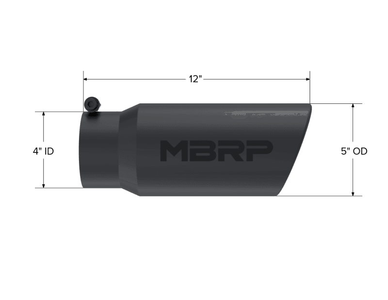 MBRP Exhaust pT5051BLK MBRP Universal Tip 5 O.D. Angled Rolled End 4 inlet 12 length - Black Finish thumbnail 8