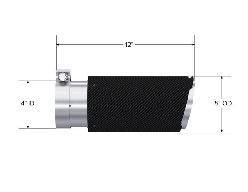 MBRP Exhaust pT5051CF MBRP Universal Carbon Fiber Tip 4in ID/5in OD/12in L Dual Wall Angle Cut thumbnail 4