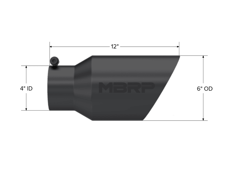MBRP Exhaust pT5072BLK MBRP Universal Tip 6 O.D. Dual Wall Angled 4 inlet 12 length - Black Finish thumbnail 8