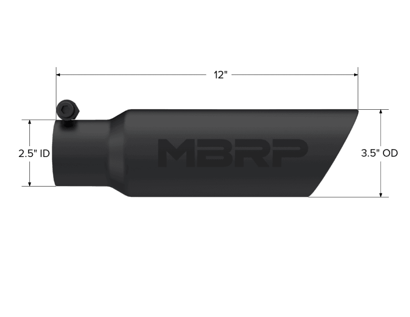 MBRP Exhaust pT5106BLK MBRP Universal Tip 3.5 O.D. Dual Wall Angled 2.5 inlet 12 length - Black Finish thumbnail 8