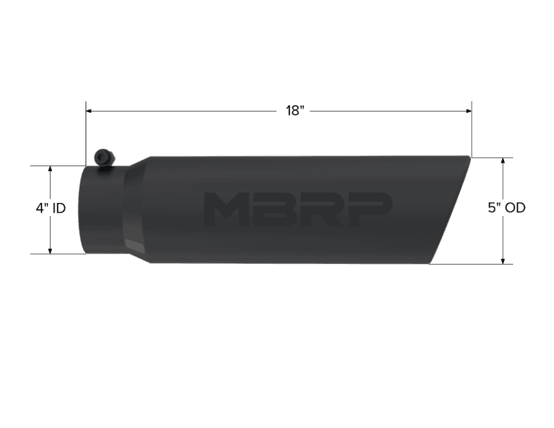 MBRP Exhaust pT5124BLK MBRP Universal 5in OD Angled Rolled End 4in Inlet 18in Length Black Finish Exhaust Tip thumbnail 8